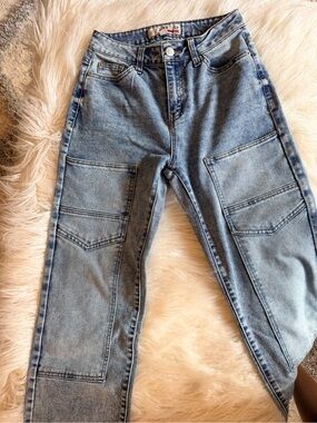 Love Culture Light Blue Straight Leg Utility Jeans